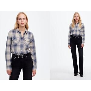 Madewell Shirt Womens 10 Flannel Snap-Front Plaid Cotton Hip-Length Tuckable NEW